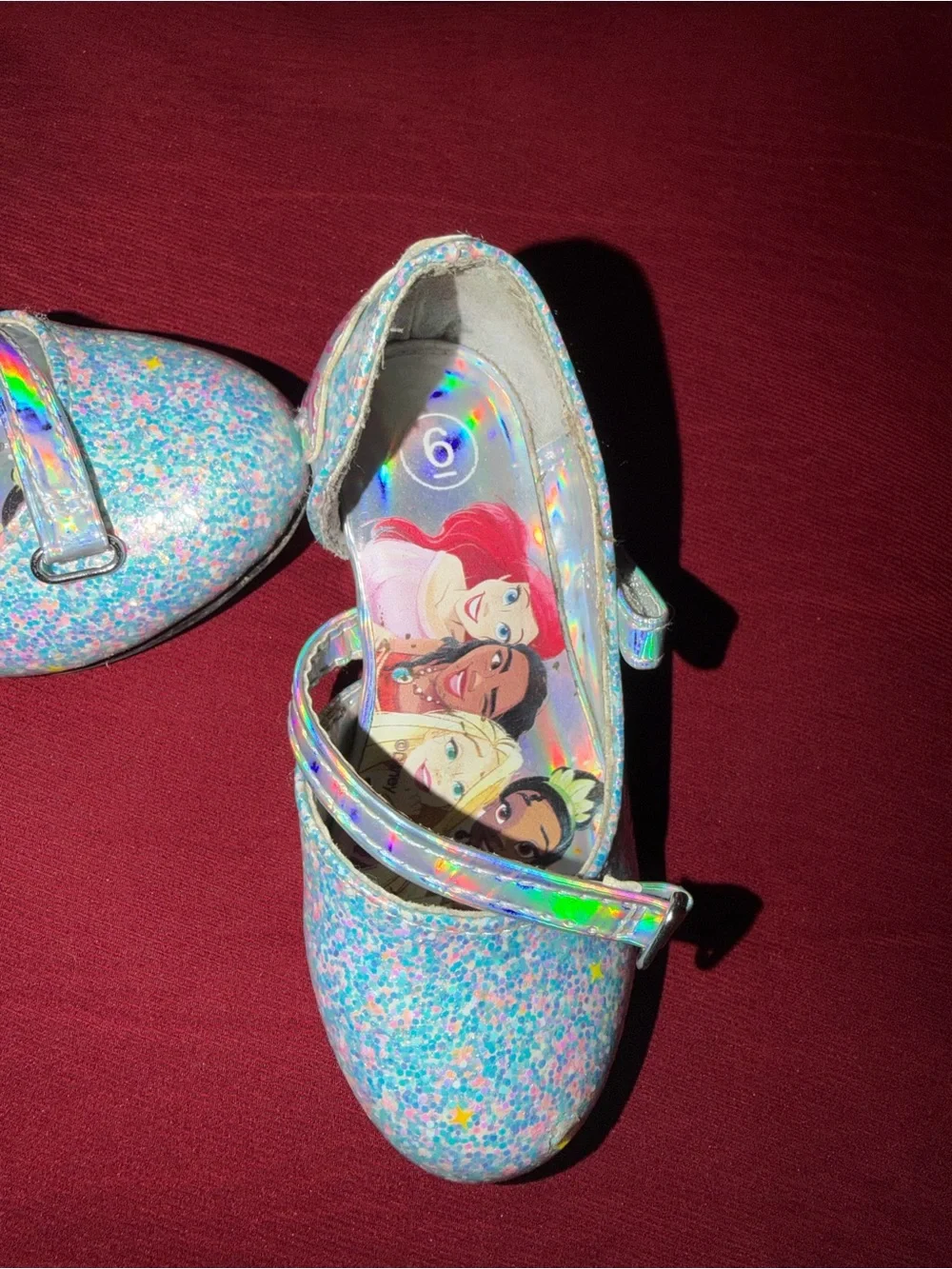 Disney little girl Sparkle Mary Jane Dress Shoes - Light Iridescent Glitter